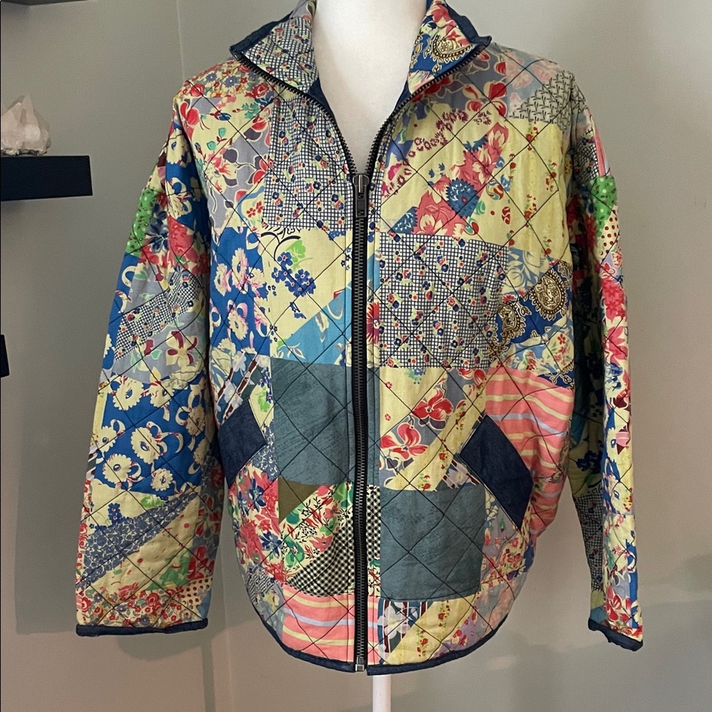 Tasha Polizzi Multicolor Patchwork Jean Jacket, side pockets , New no tags, M